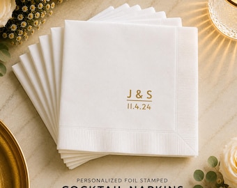 Custom Foil Wedding Cocktail Napkins: Personalized Party Decor