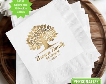 Personalized Family Reunion Foil Napkins: Custom Tree Design