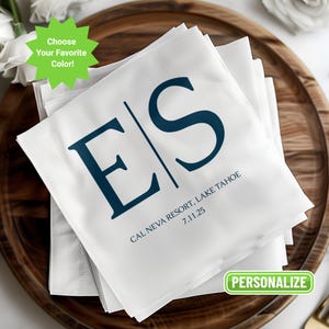Custom Wedding Napkins: Personalized Monogram Beverage Napkins