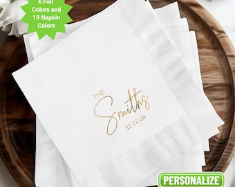 Tovaglioli da matrimonio personalizzati: stampati in lamina d'oro, decorazioni per bevande personalizzate