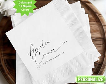 Personalized Wedding Cocktail Napkins: Modern Foil Stamped Decor
