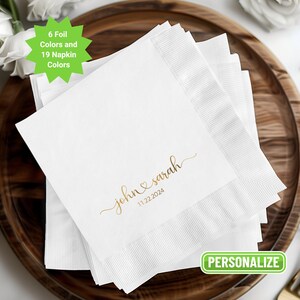 Aangepaste bruiloft folie cocktail servetten, gepersonaliseerde servetten voor bruiloften, verlovingsfeest, elegant evenement servet, decor voor speciale gelegenheden