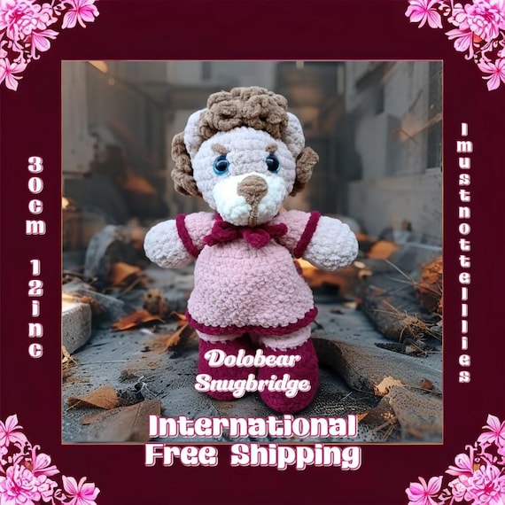 Dolobear Snugbridge – Pink Creepy-Cute Umbridge Inspired Teddy Bear Plush (30 cm)