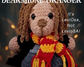 Oso de peluche Bearmione – Peluche adorable y espeluznante hecho a mano inspirado en Hermione Granger