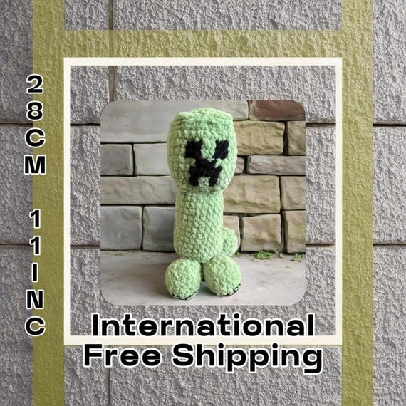 Handmade Minecraft Creeper Plush – Soft 28 cm (11 in) Crochet Toy – Gamer Gift for Kids & Fans