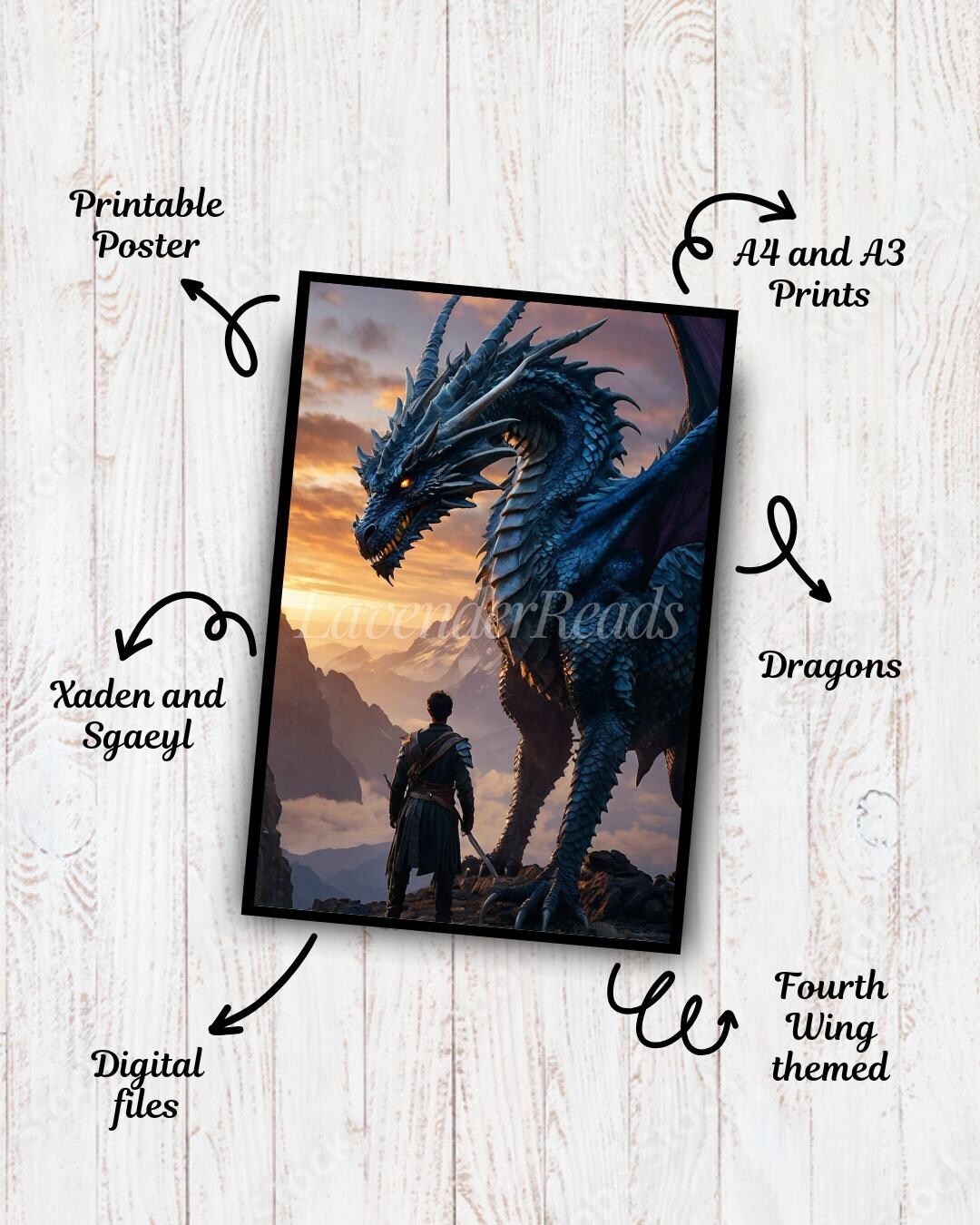 Printable Xaden Riorson and Sgaeyl Fourth Wing Poster - Etsy