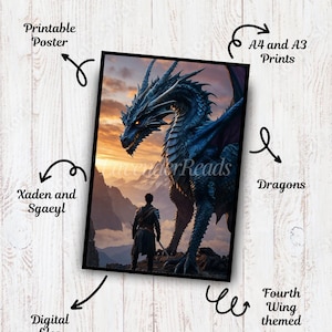 Printable Xaden Riorson and Sgaeyl Fourth Wing Poster