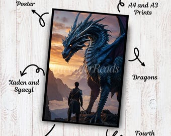 Printable Xaden Riorson and Sgaeyl Fourth Wing Poster