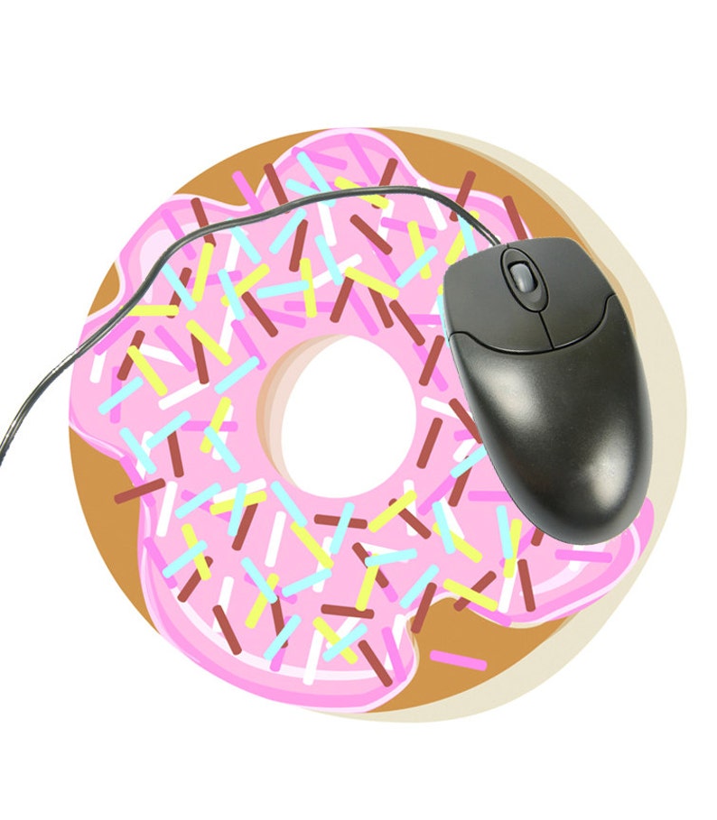 Pink Donut Custom Mousepad Computer Mouse Pad Round Mouse Etsy
