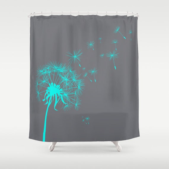 Kundenspezifische Duschvorhang Grau Petrol Lowenzahn Kunst Etsy