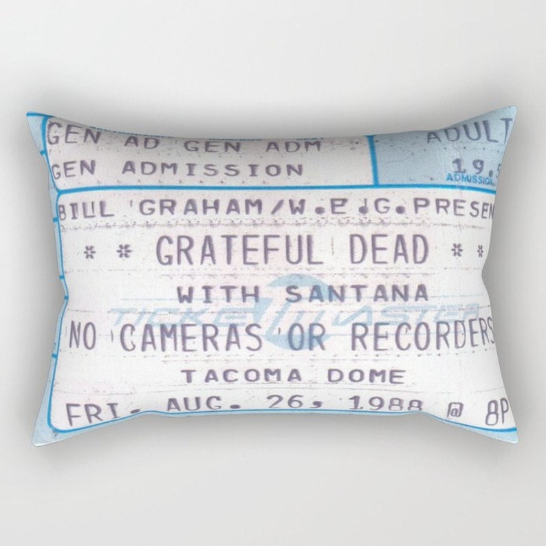 Vintage Grateful Dead Ticket Throw Pillow Etsy