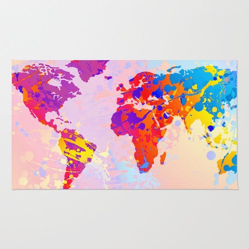 World Map Floor Rug World Map Home Decor Girls Room Decor