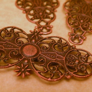 Antiqued Copper Filigree Stamping set of three pliable to wrap