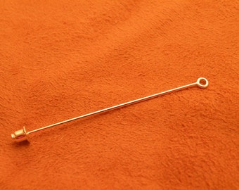 Silver Plate Stick Pin Blank 2 1/2" with Loop and Clutch