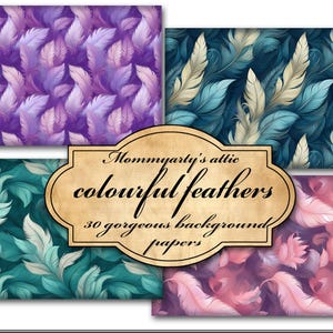 Papiers de fond à plumes colorées dans de belles couleurs vives pour la fabrication de journaux, la fabrication de cartes, le scrapbooking et plus encore