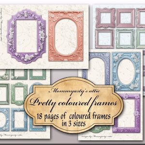 ausdruckbare farbige Rahmen, Junk Journals, Papier basteln, Karten basteln