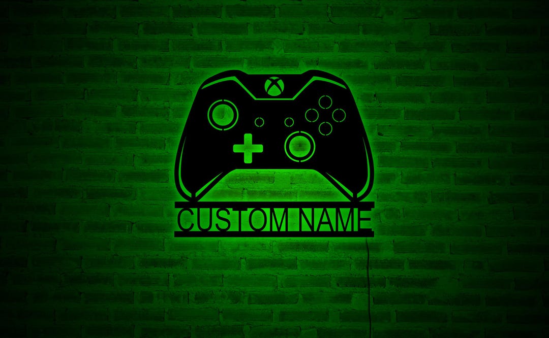 Personalized Named Joystick Wall Sign With RGB Lights, Custom Xbox Wall