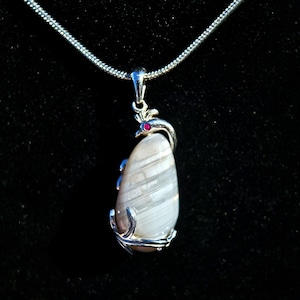 Waterline Agate, Peacock Wrap, Synthetic Ruby, Necklace, Pendent, Washington State, First Creek, USA