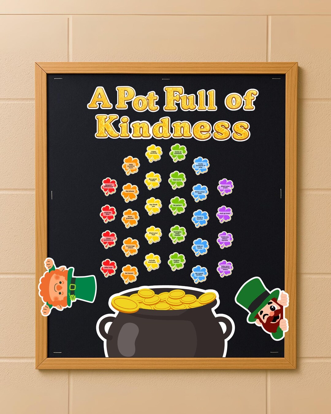 St Patrick’s Day Bulletin Board Printable | Rainbow Shamrock Kindness ...