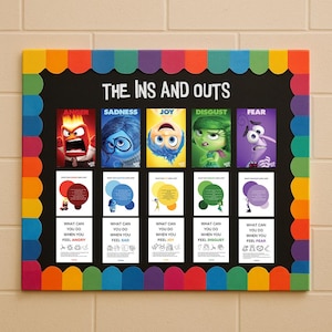 Inside Out Bulletin Board Kit | Posters Decor and Classroom Activity |  Counselling Office Emotional Awareness | Disney Emotional Literacy
