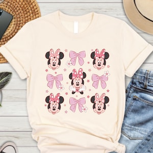 Pink Minnie Shirt, Minnie Bow Tshirt, Cute Minnie Graphic Tee, Coquette Bow Shirt, Girly Mouse Tshirt, Pink Bow Lover Tee