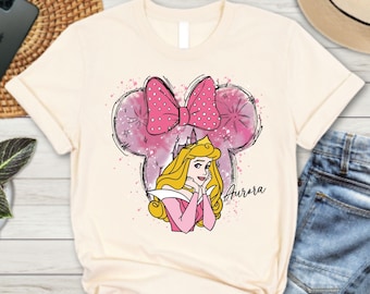 Disney Aurora Shirt, Sleeping Beauty, Watercolor, Disney Princess Aurora Shirt, Minnie Mouse Head Themed, Disney Matching, Princess Aurora