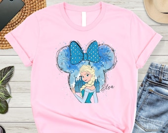 Disney Elsa Shirt, Frozen Elsa, Disney Castle Watercolor, Disney Matching, Princess Matching, Minnie Ears Elsa, Elsa Trip Shirt, Disney Trip
