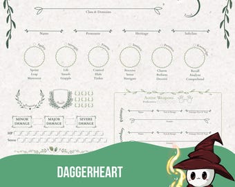 Daggerheart Character Sheet: Verdant Paths Theme (PDF)