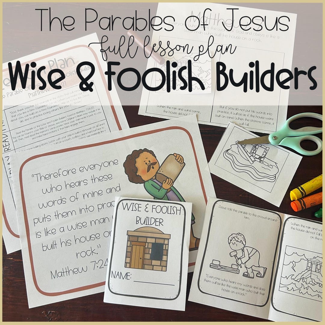 Parable of the Wise and Foolish Builder Lesson | Toddler, Preschool ...