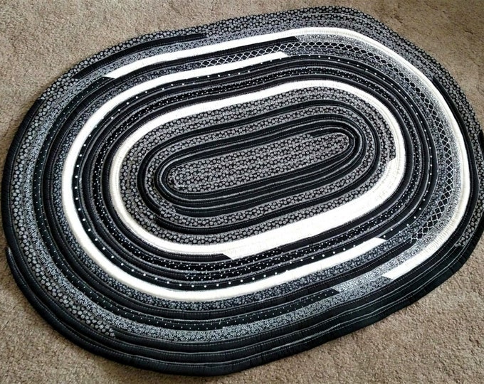 Jellyroll Rug Oval Kitchen Rug Black and White Rug Bathroom Etsy