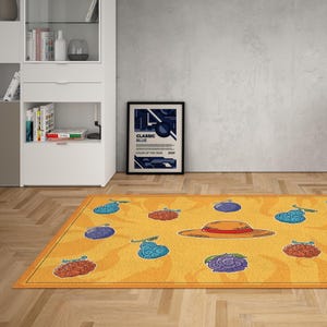 Anime rug Devil Fruit one Piece Anime gifts for him. Yellow rug, green rug, cool rug. One piece rug one piece devil fruit rug