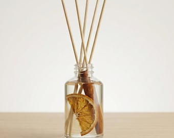 Difusor de varillas de naranja y canela: mezcla de aceites esenciales totalmente naturales