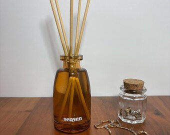 Difusor de varillas de vidrio ámbar para fragancias para el hogar, varillas de fibra, aceites esenciales o fragancias, aroma duradero.