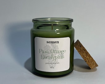 Pine, Orange & Eucalyptus Candle, Pure Essential Oils