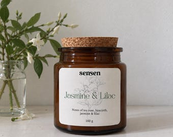 Jasmine & Lilac Candle, Floral Soy Wax Candle