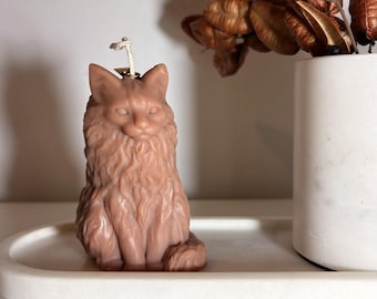 Cat Candle, Handmade Sculptural Candle,Whiskey Scent, Cat Lover Gift, Decorative Soy Wax Candle