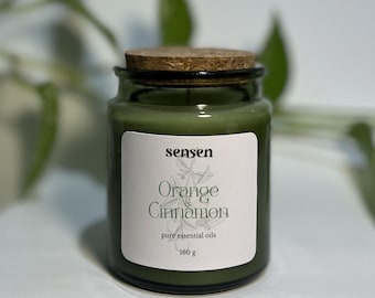 Orange & Cinnamon Soy Candle, Pure Essential Oils
