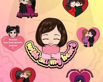 Kawaii Love Clip Art - Valentine's Day - Kawaii couples digital files