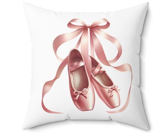 Ballet Shoes Pillow, Dance Studio Decor, Square Throw Pillow