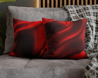 Rote Wellen Kissenbezug | Valentinstag Geschenk. Liebe liegt in der Luft. Quadratischer Kissenbezug aus gesponnenem Polyester,