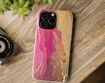 Golden Rose Marble Phone Case, Eco-Friendly Biodegradable iPhone Samsung Google Cover