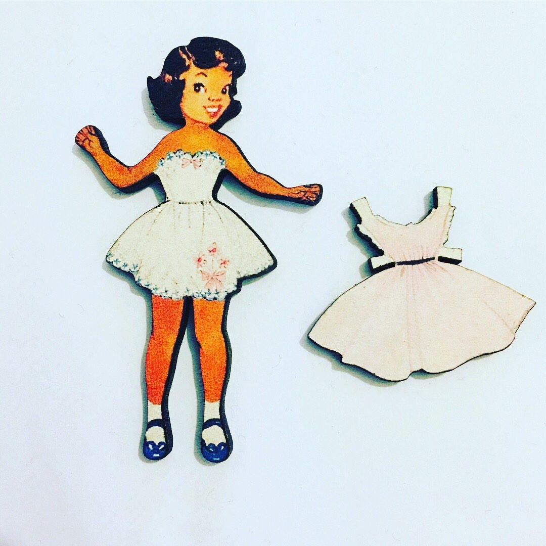 Paper Doll Style Brooch - Etsy