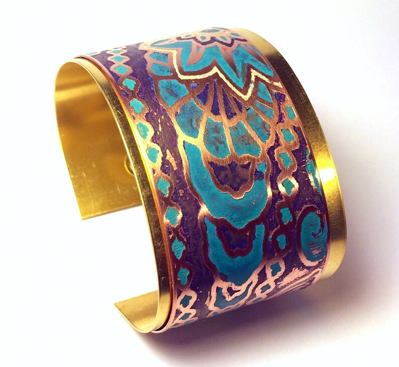 Cuff Bracelet Mixed Metal Cuff Etsy