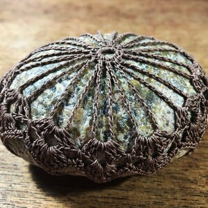 Crochet Lace Stone, paperweight, worry stone, meditation stone, table decor, gift rock, art stone, doily stone, lake rock, wedding stone