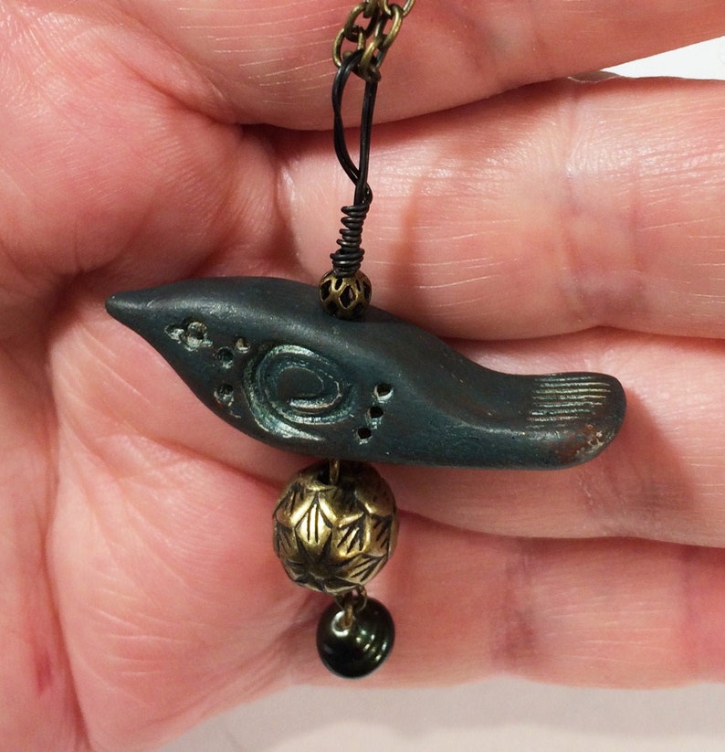 Polymer Clay Bird Necklace Etsy