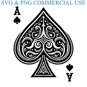 Ace of Spades SVG & PNG Digital Files, Vector Graphic Design Print Laser Engrave Files, Instant Digital Download