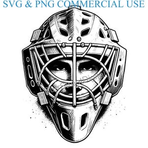 Hockey Goalie Mask SVG & PNG Digital Files, Vector Graphic Design Print Laser Engrave Files, Instant Digital Download
