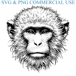 Monkey Face SVG, PNG Digital Files, Laser Engrave, Graphic Design ...