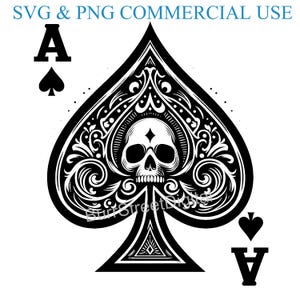 Ace of Spades SVG & PNG Digital Files, Vector Graphic Design Print Laser Engrave Files, Instant Digital Download