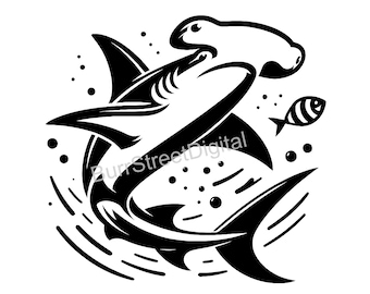 Hammerhead Shark SVG, Vector Graphic Design (Digital Download)
